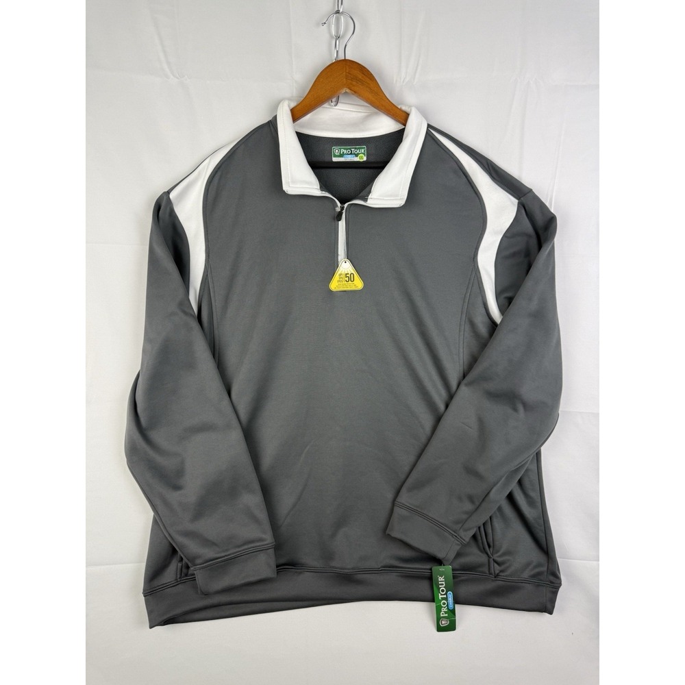 Pro Tour Men's Performance 1/4 Zip Pullover - Gray/White - UPF 50+ - NWT Sz. XXL